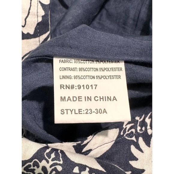 Luna Moon A-Line Full Skirt Size M Navy White Floral Print Ruffle Eyelet Trim - Picture 10 of 12